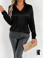 Women Clothes Clothes Spring Summer Satin Shirt Shirt Long Sleeve Satin Top Bella Mia