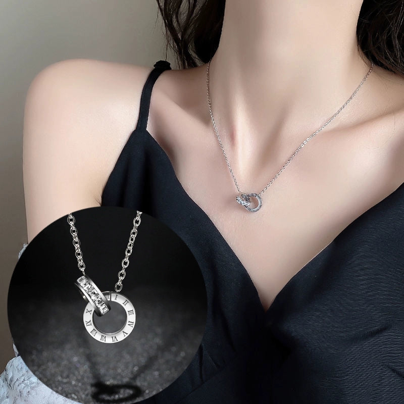 Roman Numerals Titanium Steel Rose Gold Ornament Necklace Luxlife Brands