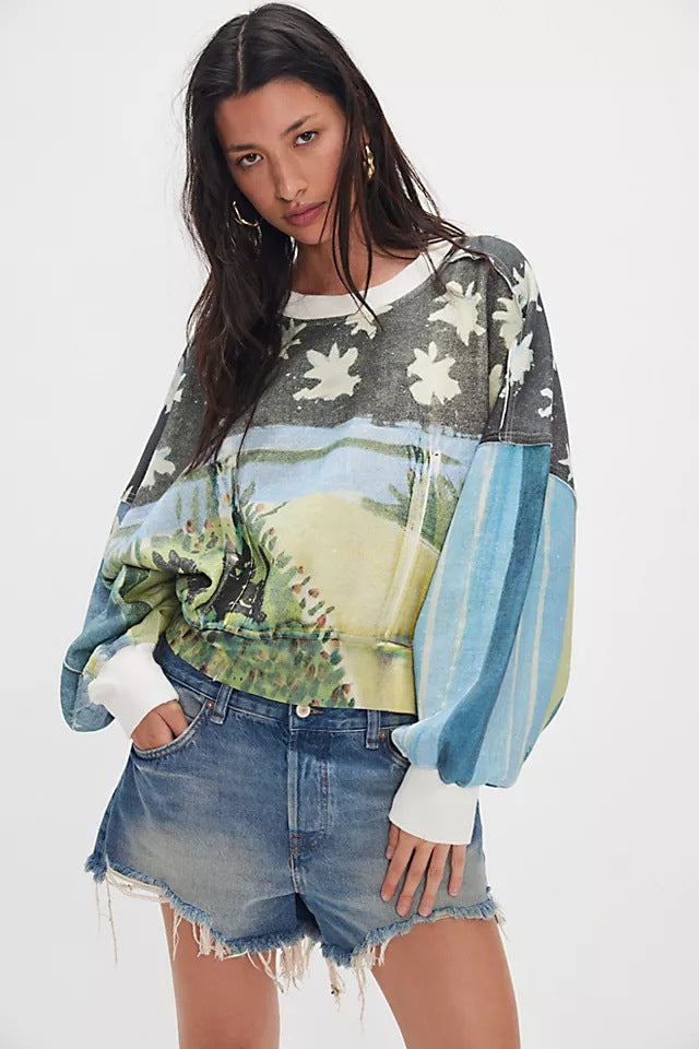 Autumn Winter Women Clothing Printing Loose Casual Top All Matching Hoodie Women Bella Mia