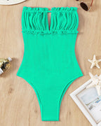 One Piece Swimsuit Women Flounced Tube Top Hollow Out Cutout Bikini Swimsuit Bella Mia