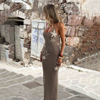 Sexy Sleeveless Halterneck with Suspenders Tied High Waist Elegant Knitted Dress Bella Mia