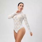 Sexy Lace Jumpsuit White Design Blouse Long Sleeve High Grade Women Clothing Bella Mia