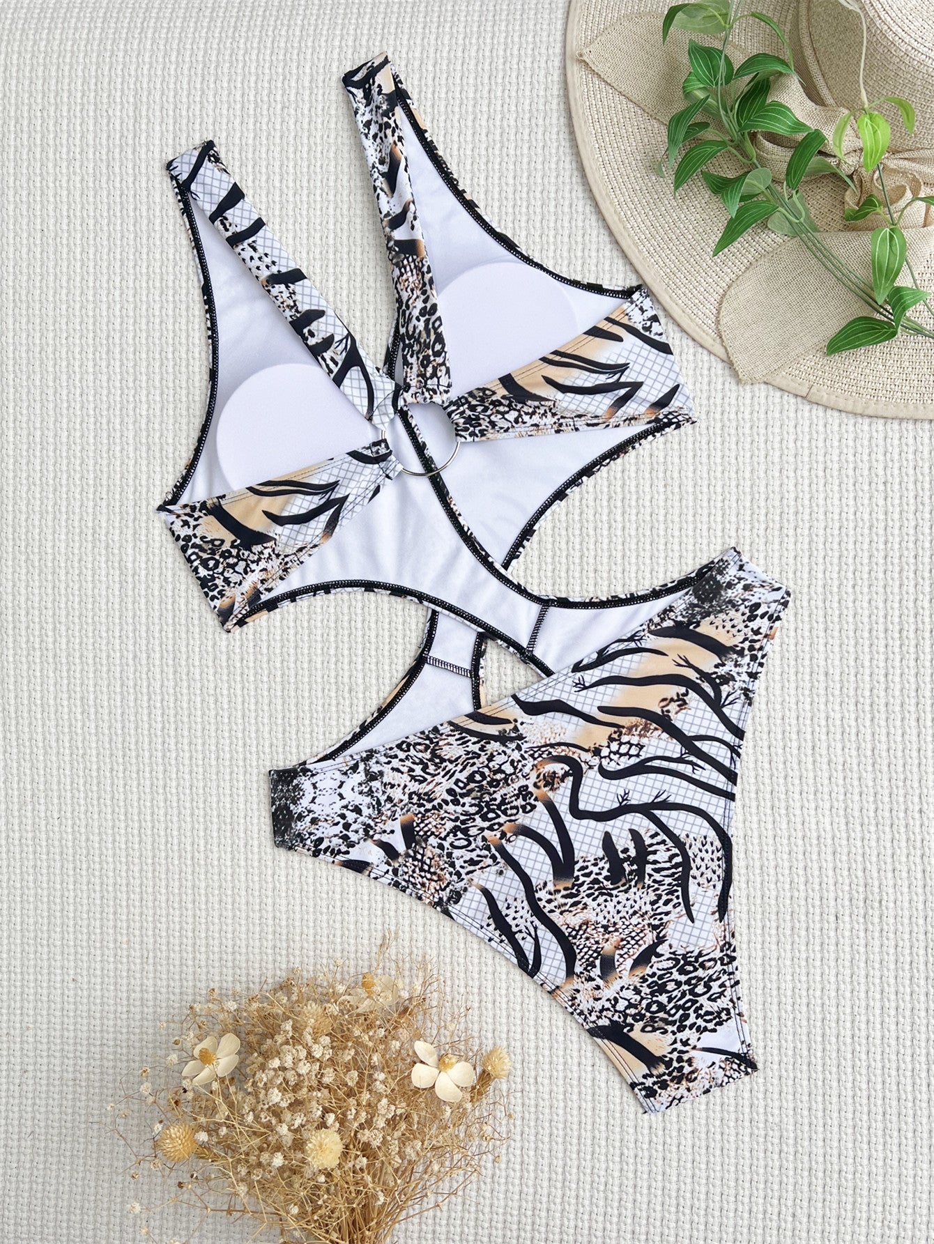 Chic Double One Piece Swimsuit Halter Bikini Swimsuit Women Sexy Swimsuit Printed Bikini Bella Mia