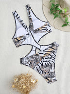 Chic Double One Piece Swimsuit Halter Bikini Swimsuit Women Sexy Swimsuit Printed Bikini Bella Mia