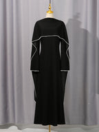 Elegant Solid Color Retro Heavy Industry Beautiful Pearl Shawl High Waist Dress Women Bella Mia