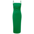 Slim Fit Sexy Backless Pleating Sling Dress Women Clothing Maxi Dress Bella Mia