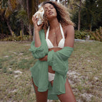Crepe Shirt Seaside Vacation Blouse Beach Bikini Coat Shirt Swimsuit Outwear Cardigan Bella Mia