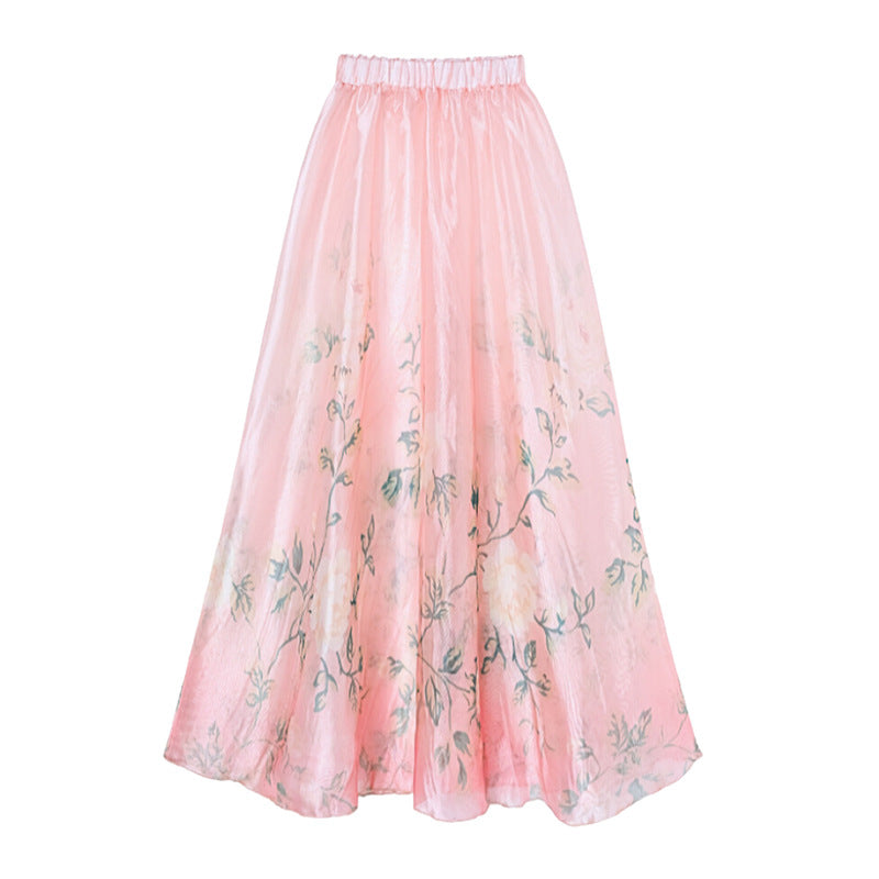 Floral Decorative Mesh Split Swimsuit Women High Waist Bikini Umbrella Skirt Bella Mia