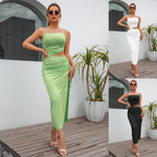 Women Clothing Summer Sexy Sleeveless Split Midi Dress Milk Silk Maxi Dress Women Bella Mia