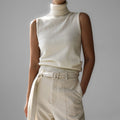 Knitted Sleeveless Vest Autumn High Neck Vest Sweater Minimalist Vest Top Women Bella Mia