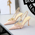 Side Bow Pointed Toe Slingback Buckle Stiletto Heel Ladies Cocktail Women Shoes