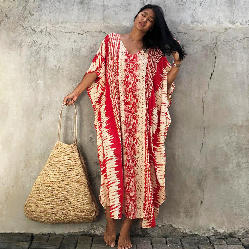 Rayon Snake Pattern Positioning Robe Sun Protection Beach Jacket Blouse Seaside Vacation Dress Women Bella Mia