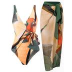 Siamese Conservative Cover Belly Backless Sexy Swimsuit Women Suit Chiffon Beach Skirt Bella Mia