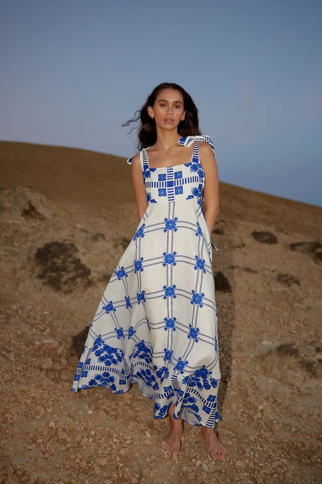 Summer Vacation Halter Spaghetti Straps Maxi Dress Sleeveless Printed Dress Bella Mia