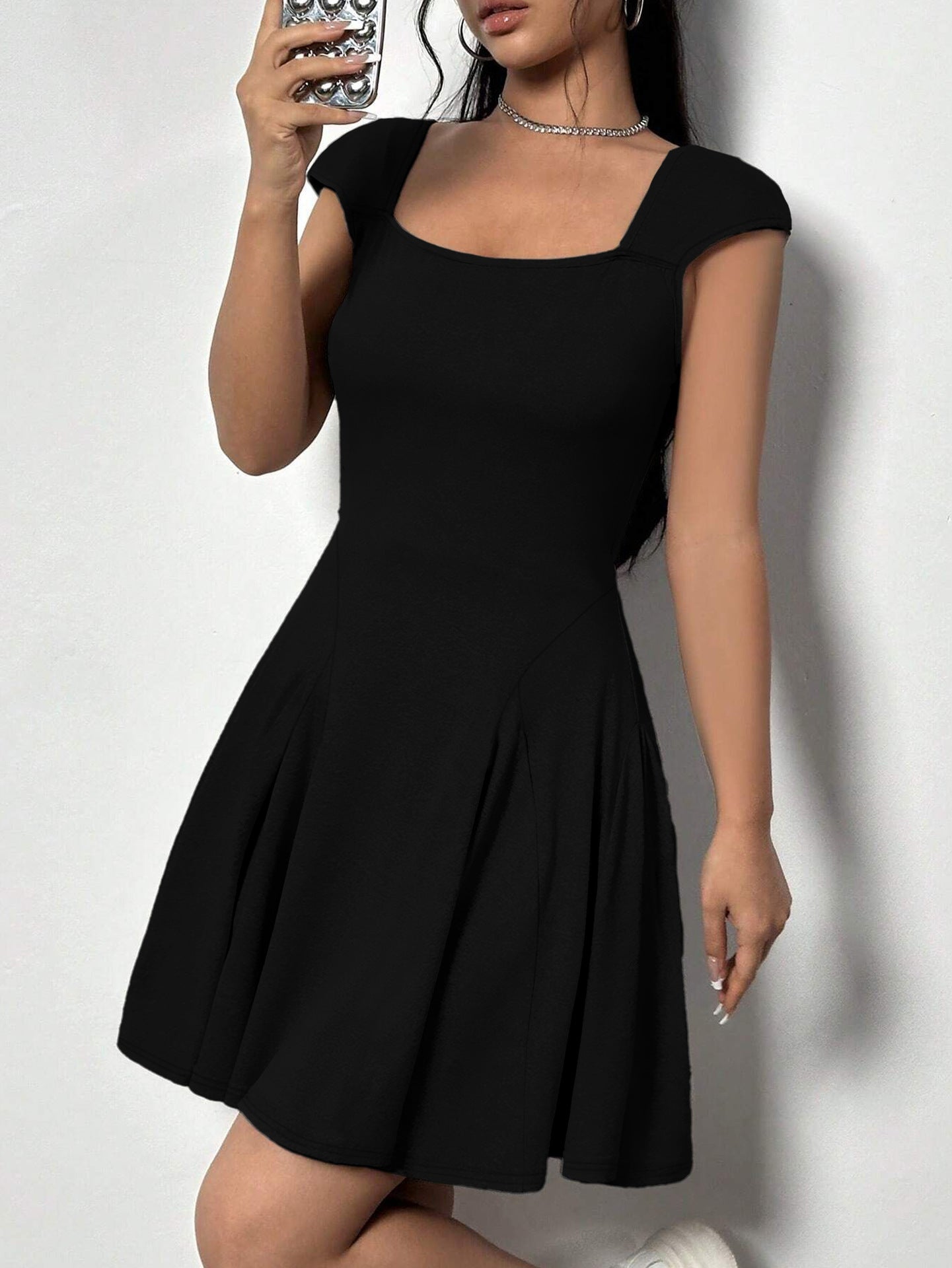 Women Clothing Summer Backless Bandage Square Collar Sexy Dress Bella Mia