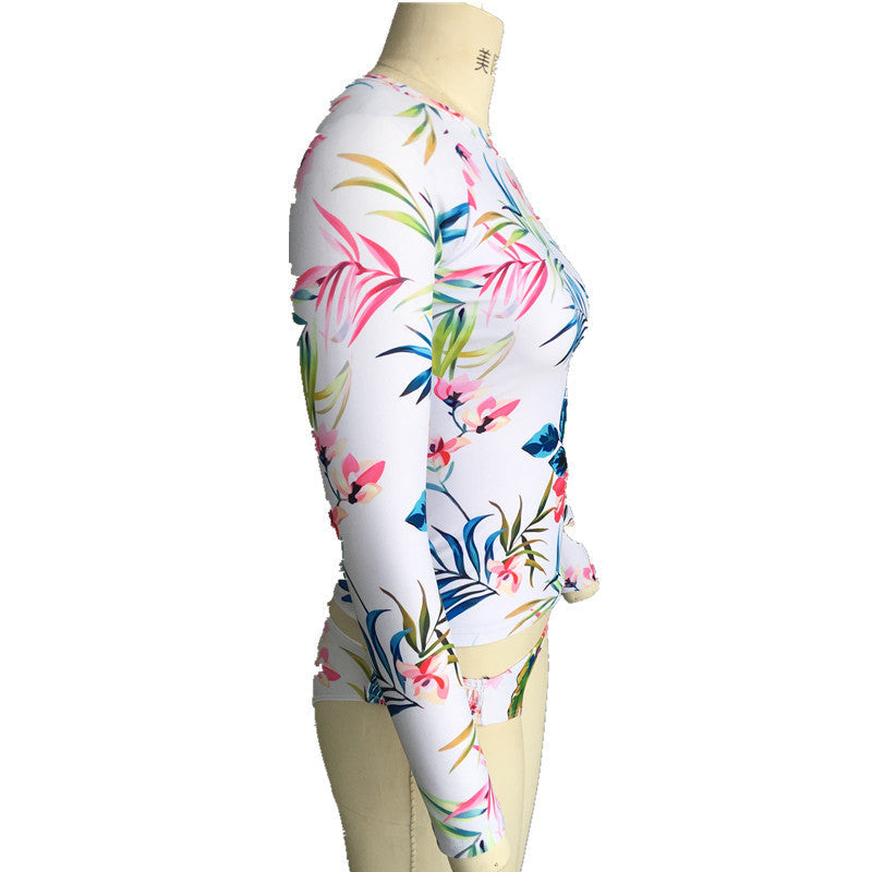 Printed Bikini Bikini Swimwear Long Sleeve Sexy Split Swimsuit Women Fresh Conservative Swim Bella Mia