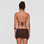 Summer Women Clothes Metal Ring Halter Sexy Backless Lace up Hip Dress Bella Mia