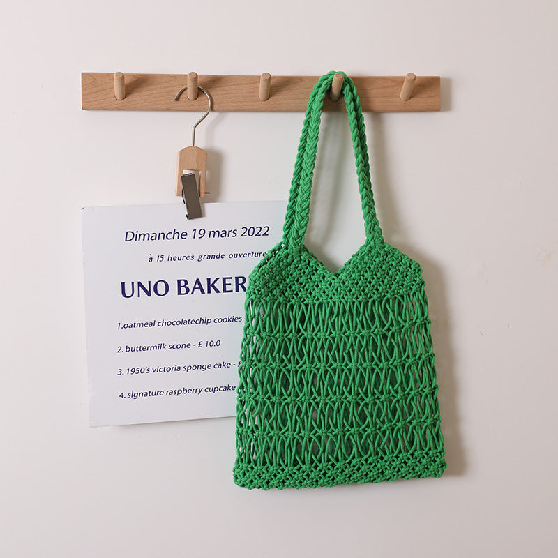 Hollow Out Cutout One Shoulder Cotton Thread Woven Bag Floral Straw Bag Vacation Beach Bag Women Bag Bella Mia