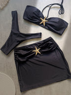 Sling Three Piece Sets Bikini Sexy Bikini Solid Color Split Swimsuit Bikini Bella Mia