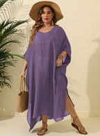 Women Clothes Solid Color Loose Blouse Beach Vacation Split Mop Dress Bella Mia
