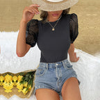 Jumpsuit Summer One Piece Hollow Out Cutout Puff Sleeve Jumpsuit Bella Mia