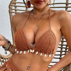 Women Top Women Clothing Handmade Shell Stitching Banded Bikini Swimsuit Top Beach Overclothes Bella Mia