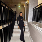 Fall Women Clothing Sexy Cutout Socialite Private Clothing Elegant Three Dimensional Floral Long Sleeve Slim Maxi Dress Bella Mia