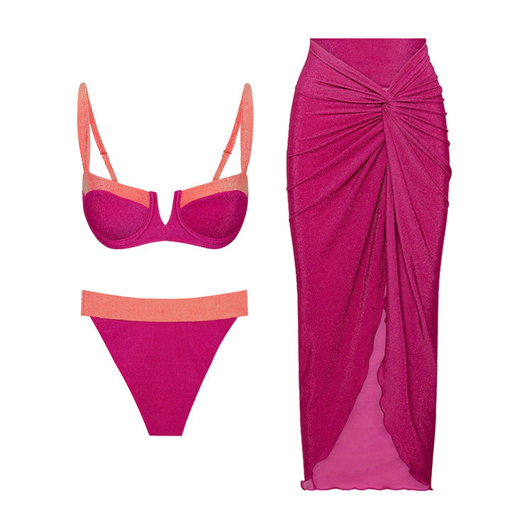 Women Summer Push up Bikini Sexy High Waist Bikini Split Swimsuit Set Chiffon Dress Bella Mia
