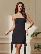 Sexy Dress Collarless Sweet Rhinestone Mesh Tube Top Women Sexy Bella Mia