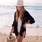 Crepe Shirt Seaside Vacation Blouse Beach Bikini Coat Shirt Swimsuit Outwear Cardigan Bella Mia