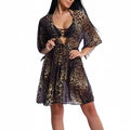 Bikini Three Piece Set Printed Mesh Swimsuit Women Short Sleeve Sunscreen Swimwear Bella Mia