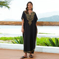 Cotton Embroidered Casual Vacation Loose Maxi Dress Beach Jacket Women Maxi Dress Beach Cover Up