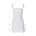 Women Tube Top Stitching Lace Slim Sexy Slit Short Dress Bella Mia