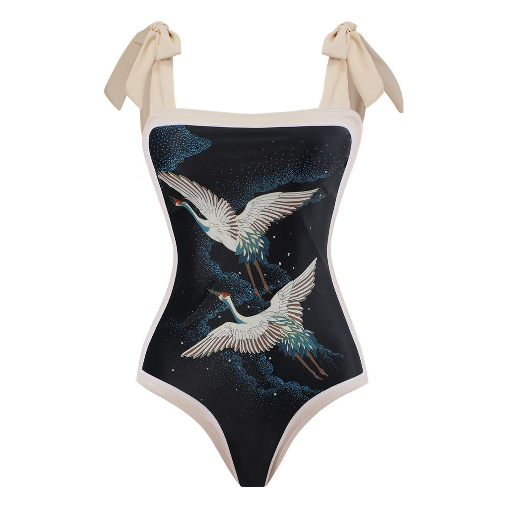 Retro Swimsuit Conservative One Piece Spring Swimsuit Suit Women Chiffon Blouse Bella Mia