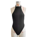 Pure Black One Piece Swimsuit Women Diamond Chain Sexy Backless One Piece Halter Strap Swimming Bella Mia