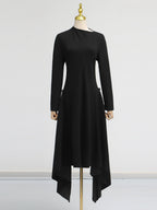 Simple Solid Color Dress Spring High Grade Waist Slimming Irregular Asymmetric Dress Women Bella Mia