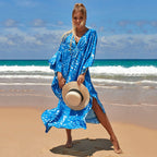 Elastic Printing Beach Cover-up Sexy Loose Chest Woven Vacation Beach Cover Up Bella Mia