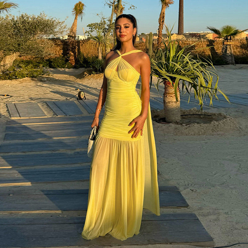 Mesh Ribbon Dress Cami Dress Sheath Fitted Waist Sexy Dress Bella Mia