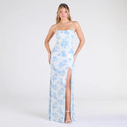 Popular Floral Strap Dress Women Mid Length Dress Slim Split Evening Dress Bella Mia