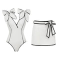 Swimsuit Black White Color Matching Sweet Girl Bow Swimsuit Women White Skirt Bella Mia