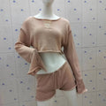 Knitted Two Piece Women Spring Summer Seaside Vacation Sun Protection Short Top Sexy Shorts Suit Bella Mia
