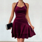 Women Clothing Sexy Halter Dress Autumn Winter Backless Socialite Sexy Design Short Bella Mia