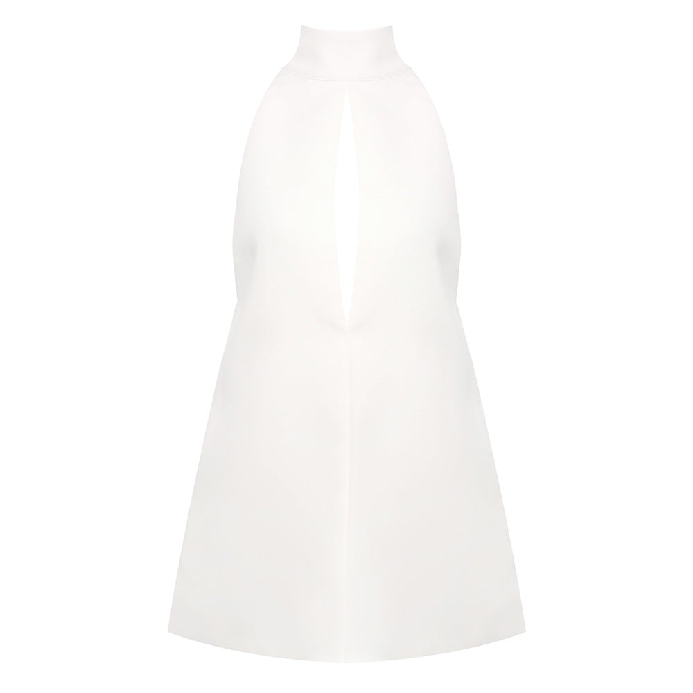Women Clothing Split Halter round Neck Short Dress Design Blazers Dress Vacation