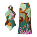 Halterneck Printed One Piece Swimsuit Women Clothing Wear Bella Mia