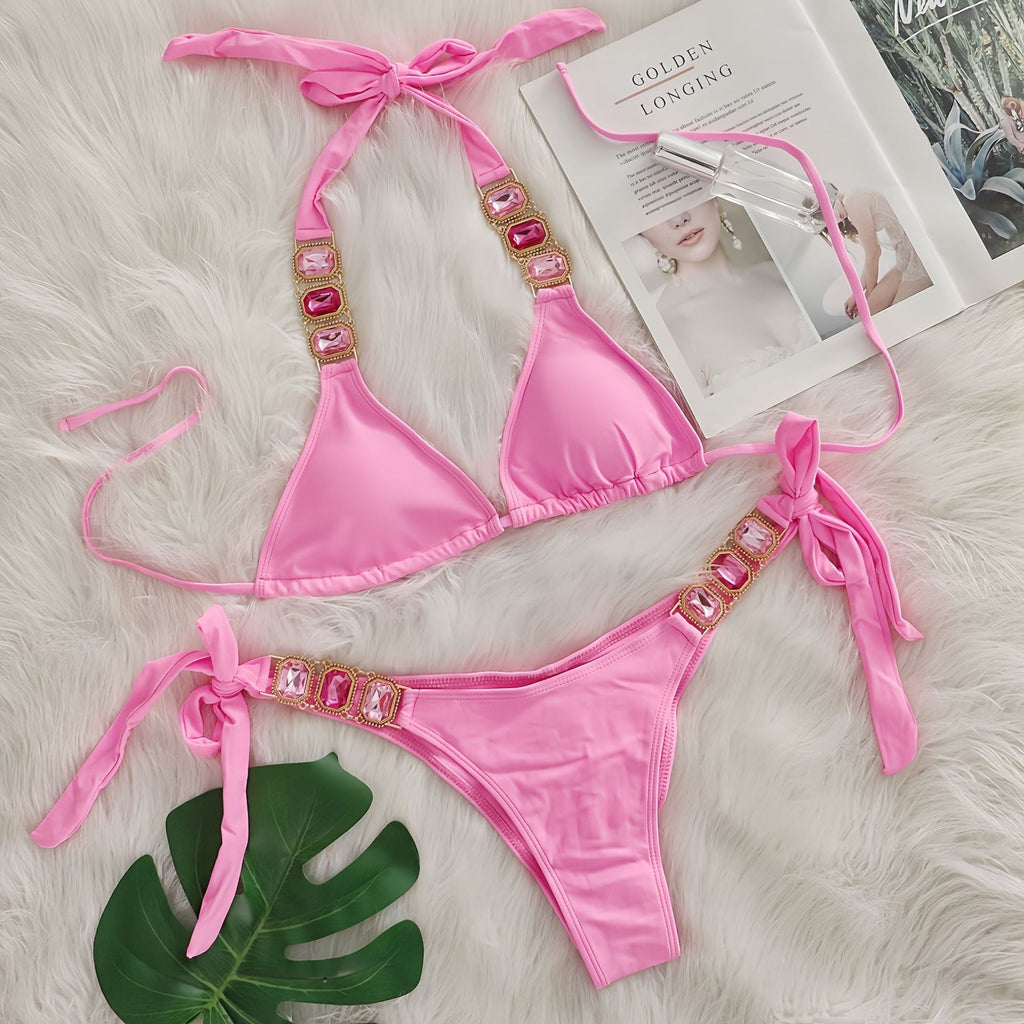 Crystal Diamond Bikini Sexy Women Split Bandage Swimsuit Beach Vacation Swimsuit Bella Mia