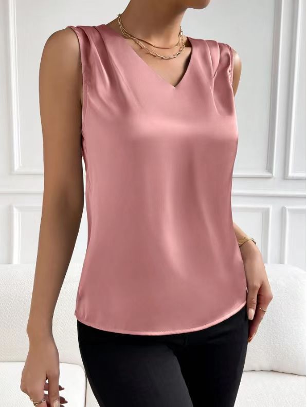 Women Satin Tank Top Office Vest Bottoming Top Bella Mia