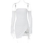 Women Clothing Summer Sexy Off Shoulder Tube Top Split Hip Dress Bella Mia