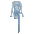 Autumn Winter Women Clothing Sexy round Neck Lace Stitching Long Sleeve Slim Fit Dress Bella Mia
