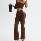 Vest Wide Leg Tight Seamless Hip Lifting Yoga Bell Bottom Pants Two Piece Sets Abdominal Shaping High Waist Bootcut Casual Exercise Yoga Clothes Bella Mia
