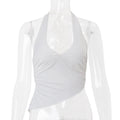 Women Clothing Spring Sexy Sexy Halter Strap Irregular Asymmetric Solid Color Vest Top Women Bella Mia